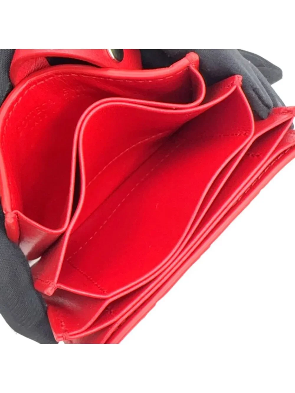 Bottega Veneta Intrecciato Leather Red Card Case Silver